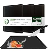 WK Flexible Plastic Cutting Boards Mats with Lip, Foldable Cutting Board for Kitchen Set of 3, Bl...