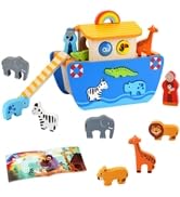 Montessori Toys for 2 3 Year Old Toddlers Boys Girls, Wooden Noahs Ark Toy Animal Playset, Shape ...