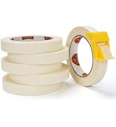 TAPEBEAR 6Rolls Beige Masking Tape with Dispenser 18mm x 60yd