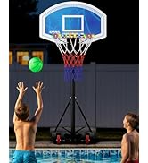 SPOYNAL LED Portable Basketball Hoop for Teens, Adjustable Height 3.8 FT–7 FT Goal System, with F...