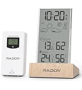Raddy V5 Wireless Weather Station, Indoor Outdoor Thermometer & Hygrometer, Battery Powered Tempe...