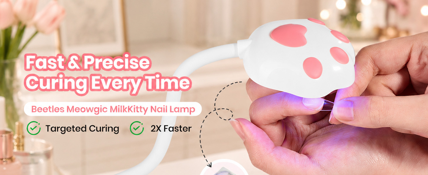Beetles Gooseneck UV Nail Lamp - Meowgic MilkKitty Mini LED Nail Light