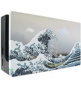 eXtremeRate Custom Soft Touch Grip Faceplate for Nintendo Switch Dock, The Great Wave Patterned D...