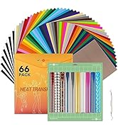 HTVRONT Heat Transfer Vinyl Bundle - 66 Pack 12x10in Iron on Vinyl for t Shirts, 40 Assorted Colo...