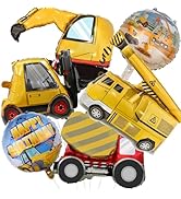 Construction Balloons, Large Digger Balloons for Construction Party Supplies Tractor Truck Foil M...
