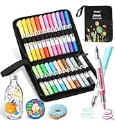 Ohuhu Acrylic Paint Markers Dual Tips: 24 Colors Automatic Ink Control Acrylic Markers High Opaci...