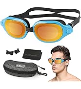 Firesara Swim Goggles, No Leaking Large Frame Wide View Pool for Women Men