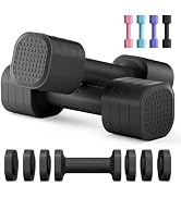Zempox Adjustable Dumbbell Set of 2, 4 in 1 Free Weights Dumbbells Set for Women, Hand Weights fo...