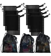 Riuog 10 PCS With Clips Mesh Drawstring Bags, Portable Nylon Storage Bags for toy,Sports Storage,...