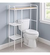 Home Zone Living Over The Toilet Storage Bathroom Organizer with 3 Tier Freestanding Shelves, Bam...
