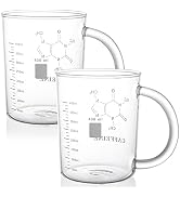 Suwimut 2 Pack Caffeine Beaker Mug Caffeine Molecule Mug, 16 oz Borosilicate Glass Chemistry Mug ...
