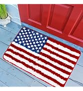 Whaline Patriotic Bath Rug 4th of July American Flag Tufted Bath Mat Non Slip Shower Rugs Floor M...