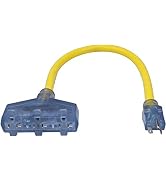 Generator Adapter, 20 Amp T-Blade Plug to T-Slot Power Indicator Light 12/3 Stow Oil, Water & Wea...