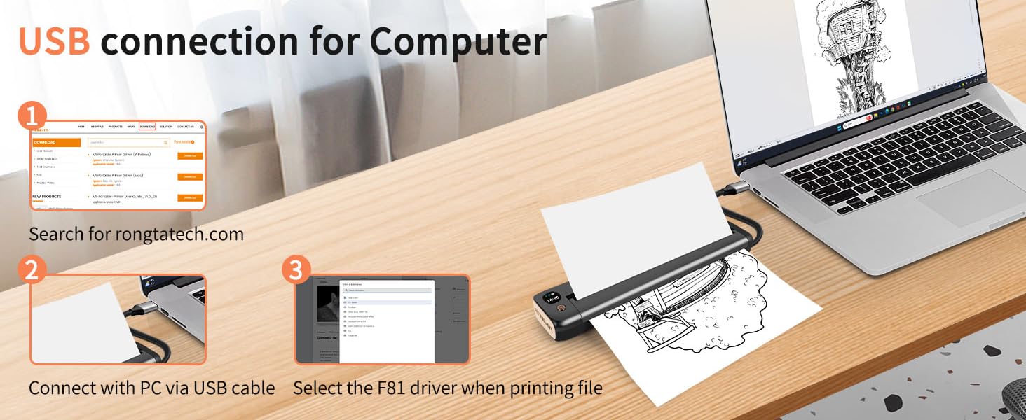 USB connection for computer