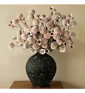 12 Pcs Fake Flowers Beige Artificial Mums Faux Pompon Kiku Mums Artificial Flowers with Long Stem...