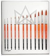 KINGART 1080D Premium Radiant Series Golden Synthetic Brushes, Set of 12, for Acrylic, Oil and Wa...