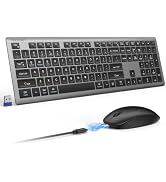 TECKNET 2.4G Rechargeable Ultra-Slim Wireless Keyboard and Mouse Combo | 2.4G Stable Connection, ...