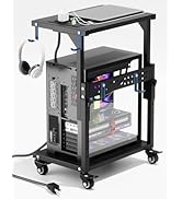 ZUAVIALA Computer Tower Stand with Power Outlet, 6 Level Height Ajustable PC Tower Stand for Floo...