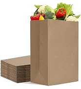 MESHA Paper Grocery Bags 12 x 7 x 17 Inches 25Pcs Bulk, Heavy Duty 60 Lbs Kraft Brown Paper Bag, ...