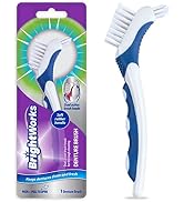 BrightWorks Denture Brush, Dual-Action Brush Heads, (Pack of 3)