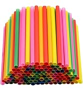 200PCS 8.3 inch Jumbo Smoothie Straws,Colorful Disposable Plastic Large Wide-mouthed Straw