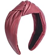 WantGor Knotted Headband for Women, Top Knot PU Headbands Wide Hair Bands Fashion Head Bands Cute...
