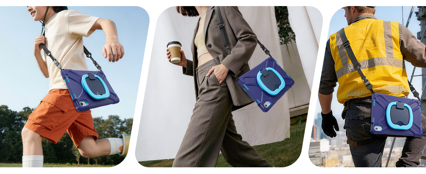 iPad case with adjustable strap for crossbody carry, easy transport and handling