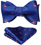 HISDERN Self Tie Bow Ties for Men Animal Fun Bowties Pocket Square Woven Silk Bowtie Handkerchief...