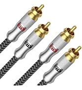 EMK 4Ft/1.2M RCA Cable - Shielded Braided 2Male-to-2Male Audio Cable for Home Theater & Hi-Fi Sys...