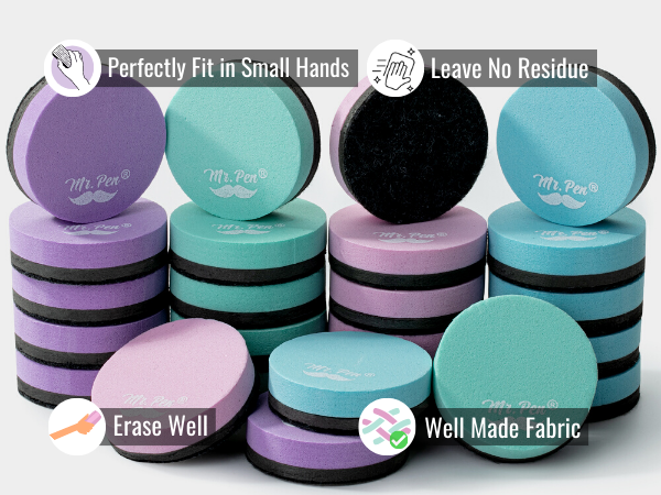 Mr. Pen- Mini Dry Erase Eraser, 24 Pack, Pastel Colors, Round Magnetic Dry Eraser