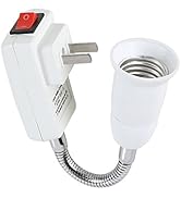 Electop E27 Socket Adapter with On/Off Switch to US Plug,Flexible Extension Lamp Bulb Holder Conv...