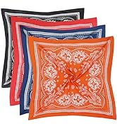Fishinsea 4 Pcs 27.5'' x 27.5'' Large Bandanas Silk Square Head Scarfs Scarves Bandanas Neck Scar...