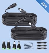 2PCS 33ft 10M DC Power Extension Cable, DC 12V 5.5mm x 2.1mm Extension Cord with Power Jack Adapt...