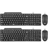 (2PACK) Wired Keyboard and Mouse,Rii RK203 Ultra Full Size Slim USB Basic Wired Keyboard Mouse Co...