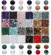 720pcs 6mm Natural Round Stone Beads Gemstone Crystal Loose Beads Smooth Bead for Bracelet Neckla...