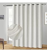 100% Extra Wide Blackout Curtains 100 Inch Patio Door Curtains Linen Blackout Curtain Burlap Curt...