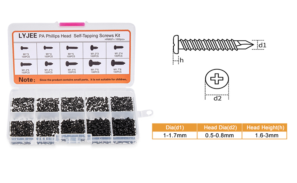 Miniature Phillips Replacement Screws For Glasses Watch Clock