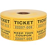 1000 L LIKED Raffle Tickets,Neon Yellow,Self Adhesive,Double Rolls, Use for Events, Entry, Prizes...