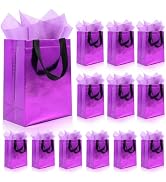 Addblu 12 Pack Reusable Gift Bags with Handles & 24 Tissue Papers, 10x4x8 Inch Iridescent Gift Ba...