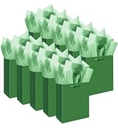 qiqee 10PCS Deep Green Mini Gift Bags with Tissue Paper Handles 6.3"x4.7"x2.4" Small Size Present...