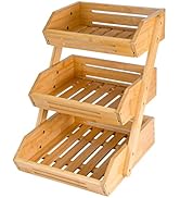 VIKEYHOME Fruit Basket, Bamboo Fruit Bowl, 3 Tier Fruit Basket for Kitchen, Fruit Stand Storage H...