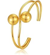 Women's Gold Ball Bracelet - Delicate Sphere Design, Hypoallergenic Non Tarnish Stackable Bangle,...