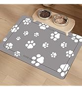 Dog Food Mat 18"*30" Absorbent Dog Mat for Food and Water Bowls with Waterproof Rubber Backing, N...