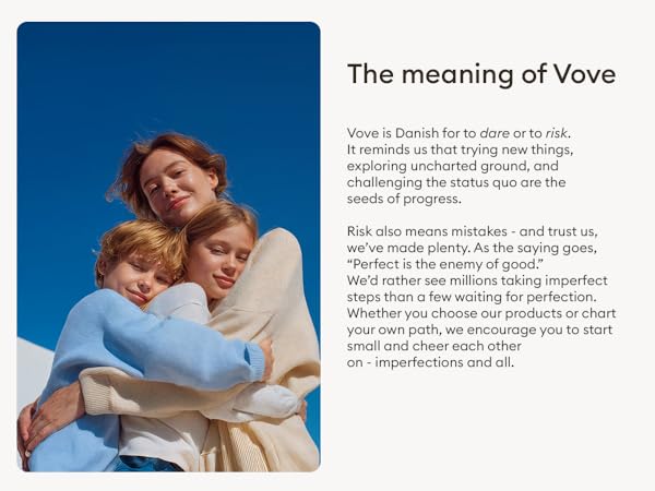 Text reads 'The meaning of Vove' at top of page. Editorial layout featuring text and imagery against blue and white background.