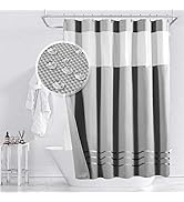 Yimobra Waffle Weave Shower Curtain Set with Snap-in Fabric Liner, Heavyweight Fabric with 12 Hoo...