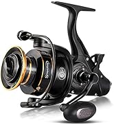 Sougayilang Bait Feeder Spinning Reels,33Lbs Drag Carp Fishing Reel Front and Rear Drag System, F...