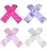 AUHOKY 4 Pairs Little Girls Long Princess Costume Formal Bows Glove, Age 3-8