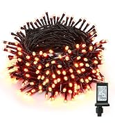 ODEETRONIC Orange Halloween Lights, 98.42ft 300 LED Orange Lights, 8 Mode Halloween Light String ...