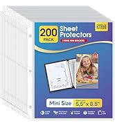 KTRIO Heavyweight Sheet Protectors 5.5 x 8.5 inch, Clear Page Protector for Mini 3 Ring Binder, P...