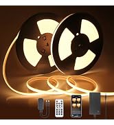 Samsion 65.6FT 24V Dimmable COB LED Strip Light Waterproof Outdoor Warm White 6000K High Density ...